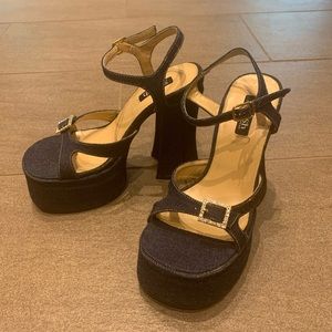 🦋New vintage denim platform sandals